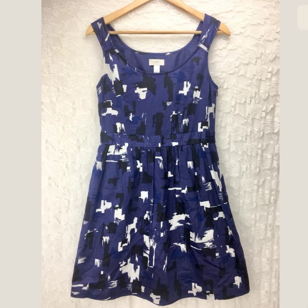 Ann Taylor Loft Watercolor Brush Stroke Dress sz 6